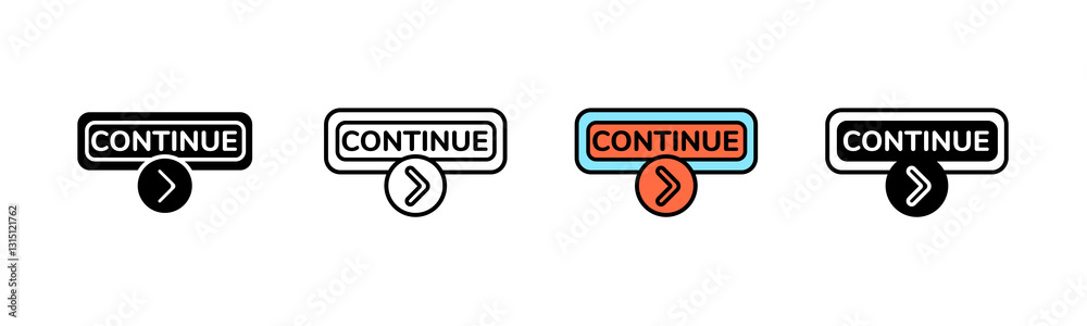 Poster four continue buttons feature various colors and styles with arrows, offering diverse design options