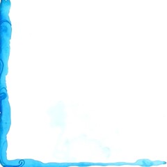 Watercolor ocean frame isolated on white backdrop, artistic blue design