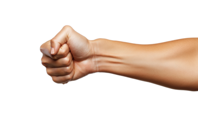 Fist clenching action gesture isolated on transparent background, png