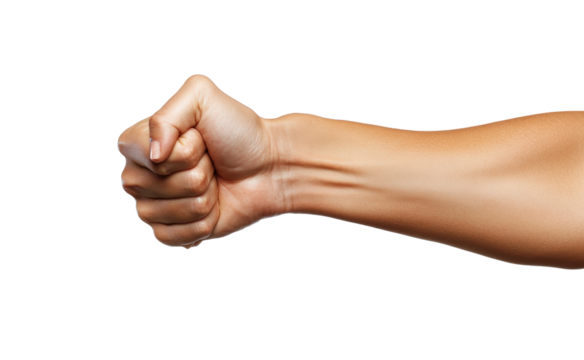 Fist clenching action gesture isolated on transparent background, png