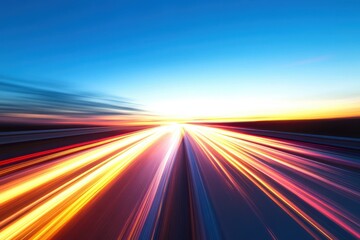 Streaks of light from a fast-moving car against a blue sky background High-speed motion blur effect with light lines --ar 3:2 --v 6.1 Job ID: e89be0d3-04f2-4918-8639-e27d5b07fe2b