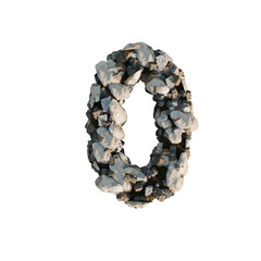 Number Zero Made of Rocks