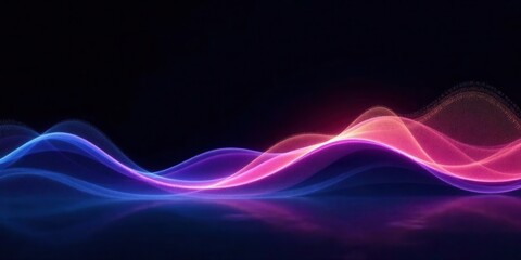 Abstract Glowing Waveforms Dynamic Pink and Blue Energy Flowing Across Dark Background