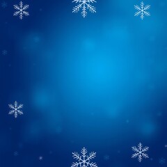 Festive winter holiday background with snowflakes on a gradient blue field