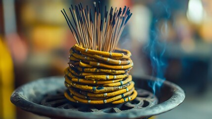 Close-up Coiled Incense Stand View