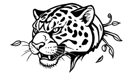 Obraz premium Panther Head American Traditional Old School Style Bold Outlines