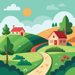 Fototapeta premium Idyllic Farmhouse in Rolling Hills