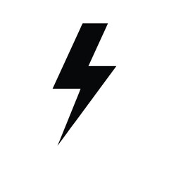 Black Lightning Bolt Symbol on White Background - High-Quality Vector Icon for Power and Energy Concepts
