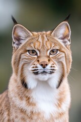 Obraz premium capture striking close-up of majestic wildcat with intense captivating eyes featuring abundant copy space for text