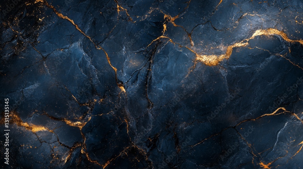 Poster intricate patterns of deep blue and shimmering gold intertwine, showcasing a captivating material th