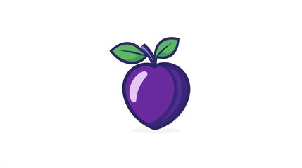 Cartoon plum fruit graphic design, graphic element, simple illustration, isolated on white
