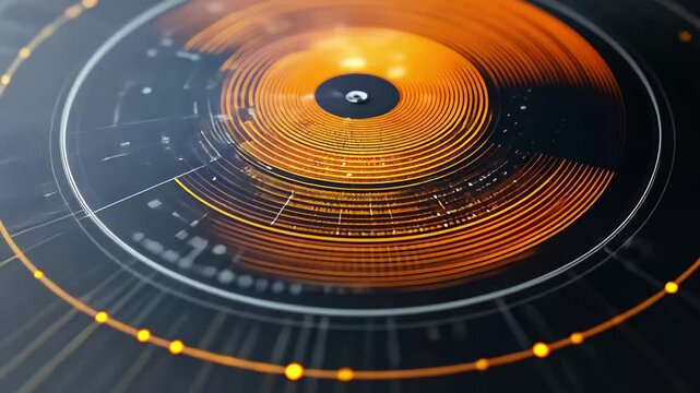 Processing of scientific data featuring a DNA strand in a circular pattern, Processing scientific data, DNA strand and circular interface - Powered by Adobe