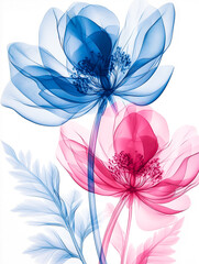 Abstract background, modern minimalistic art, wild translucent flowers	
