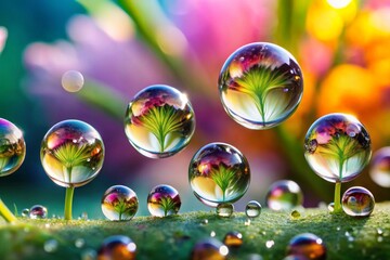 colorful easter eggs on green background