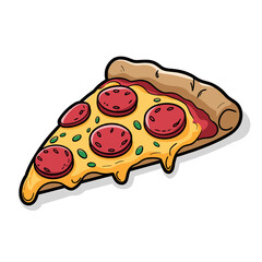 Cartoon Pepperoni Pizza Slice with Melty Cheese