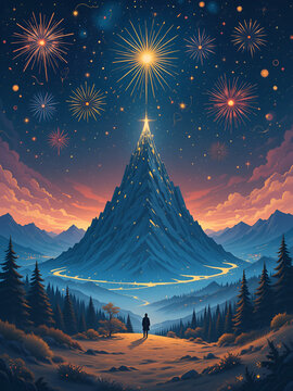 Zealous zenith the new year as the peak of excitement and antici. Zenith. Illustration