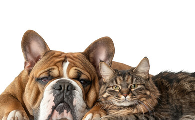 Cuddly pets relaxing together home animals isolated on transparent background, png