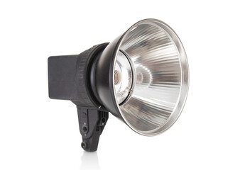 Old, grunge studio impulse flash on white background