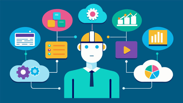 The merging of Artificial Intelligence and consumer data allows for realtime customization of products catering to each individuals unique needs and preferences.. Vector illustration