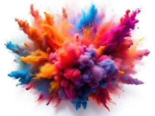 Holi Festival Colors Explosion, Vibrant Powder Cloud, Abstract Smoke Art, Double Exposure Photography, Colorful Paint Burst