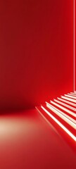 Obraz premium Abstract Red Room with Glowing Lines Minimalist Interior Background