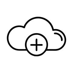 Obraz premium Add icon featuring a cloud with a plus sign representing cloud storage 