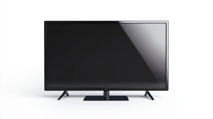Fototapeta premium A modern flat-screen smart TV with a sleek design, placed on a white isolated background