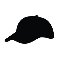 Silhouette of a Baseball Cap with Curved Brim and Button on Top