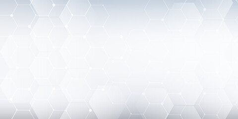 Abstract white and grey hexagonal pattern background design. Modern simple overlapping hexagon geometric element with molecular