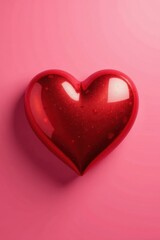 Classic red heart, shiny texture, pink backdrop, love heart, romantic, gift