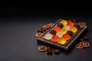 Jelly candies or homemade marmalade with different flavors