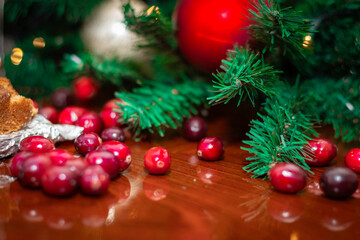 Christmas Decoration with Fir Leaf and Cranberry
