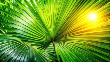 Obraz premium Long Exposure Palm Leaf Texture Photography: Vibrant Green Tropical Foliage Close Up
