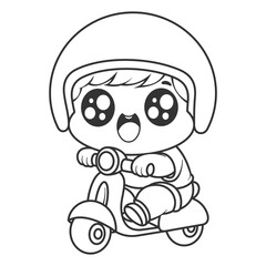 Boys feel very happy when riding scooters, for coloring