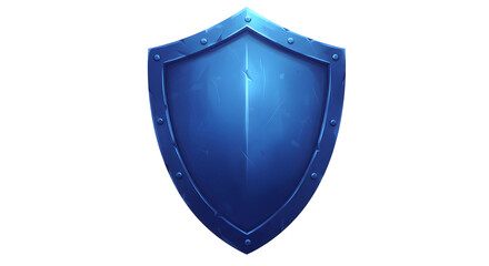 Blue shield cut out isolated on white background