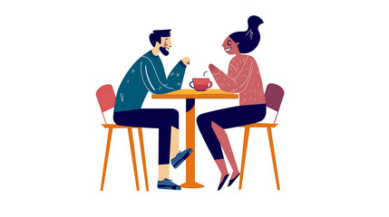Couple enjoying coffee at a cafe in a cozy setting