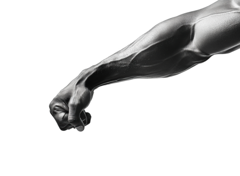 Dynamic fist action isolated on transparent background, png