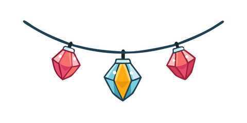 Decorative gemstone garland with hanging crystals