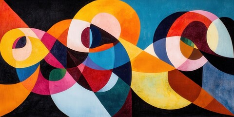 Dynamic colorful abstract composition circles playful artwork