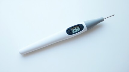 A medical ear thermometer on a white isolated background