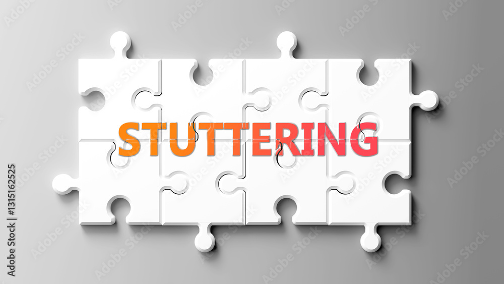 Poster stuttering complex like a puzzle - pictured as word stuttering on a puzzle pieces to show that stutt