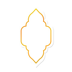 White  banner frame with golden frame. Celebrative, decorative element. Vector illustration. Empty card, background, sticker with place for your text.