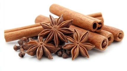Aromatic cinnamon sticks, star anise, and cloves.