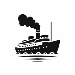 Obraz premium very simple flat and minimalist Steamer silhouette in black on a white background