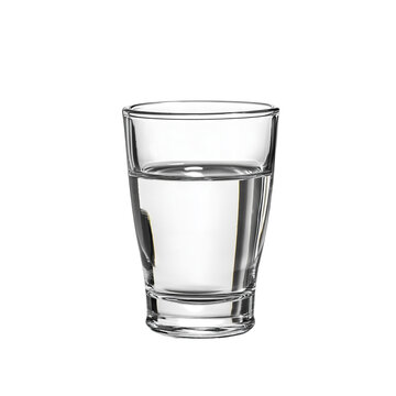 A crystal-clear shot of premium vodka in a glass, isolated on a white background