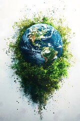 Earth Day Concept on White Background – Celebrating World Environment Day