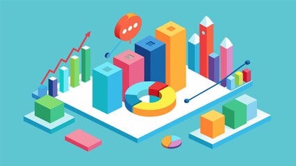 Fototapeta premium The report features a visually striking 3D graph depicting the companys sales performance by product and region.. Vector illustration