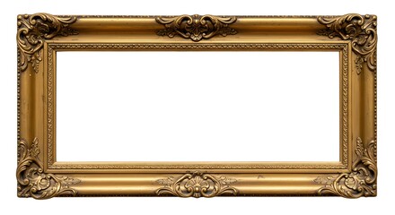 Exquisite Golden Ornate Frame with Intricate Details, Perfect for Displaying Art