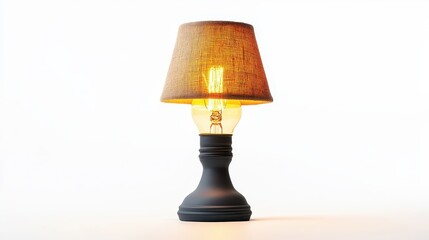 A modern lamp with a light bulb and a decorative shade on a white isolated background