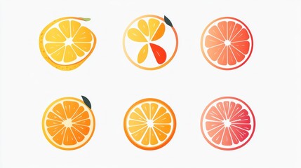 Assorted citrus fruit slices, flat design